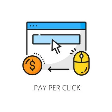 Per click SERP icon with search engine result page Stock Illustration