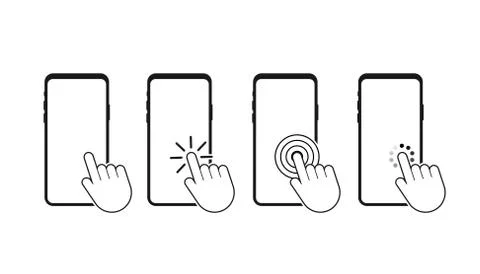 Click smartphone. Empty screen, phone mockup. Device mockup. Cursor icon vector 스톡 일러스트