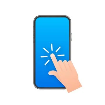 Click smartphone. Empty screen, phone mockup. Device mockup. Cursor icon vector Illustrazione stock