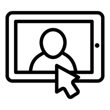 Click on the tablet icon, outline style Stock Illustration