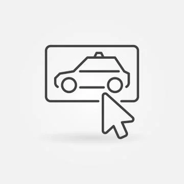 Click on Taxi button vector concept icon in thin line style Stock Illustration