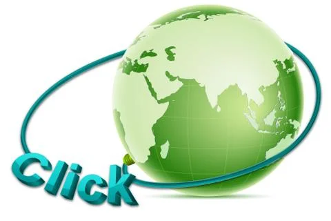 Click text with earth Stock Illustration