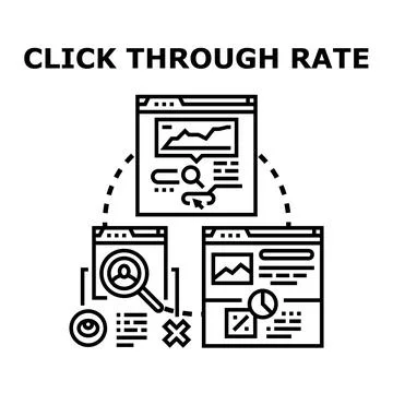 Click through rate optimizing digital marketing strategy Stock Illustration