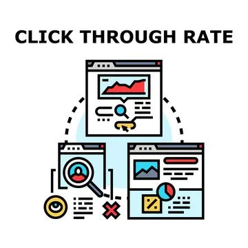 Click through rate optimizing digital marketing strategy Stock Illustration