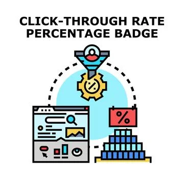 Click through rate percentage analyzing online marketing performance Stock Illustration