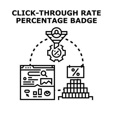 Click through rate percentage analyzing online marketing performance Stock Illustration
