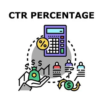 Click through rate percentage optimizing campaign budget Stock Illustration