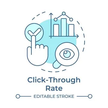 Click through rate soft blue concept icon Stock Illustration