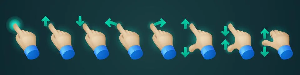 Click on touch screen hand gestures vector icons Stock Illustration