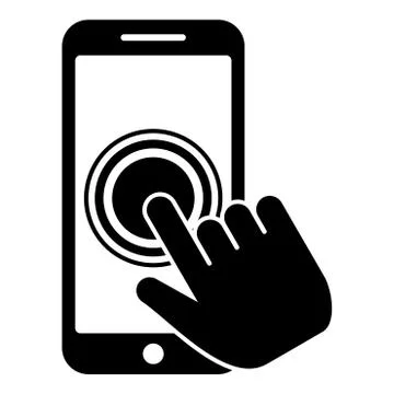 Click on touch screen smartphone Modern smartsphone with hand clicking on scr Stock Illustration