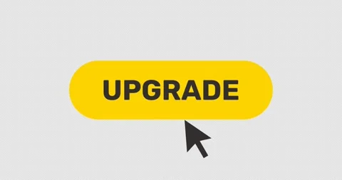 Click on Upgrade button, push by arrow cursor, flat style yellow service expand Stock Footage 276415055