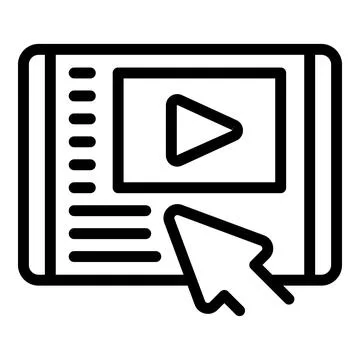 Click video tutorial icon outline vector. Computer online Illustrazione stock