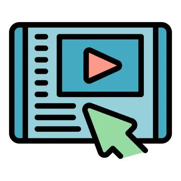 Click video tutorial icon vector flat 스톡 일러스트