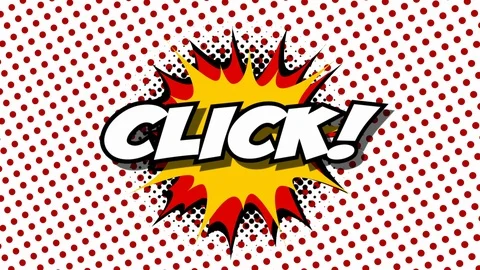 Click - word in speech balloon in comic style animation Stock Footage 88289796