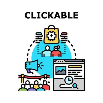 Clickable content attracting target audience to product Stock Illustration