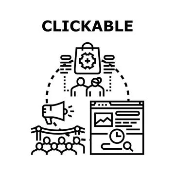 Clickable content attracting target audience to product Stock Illustration