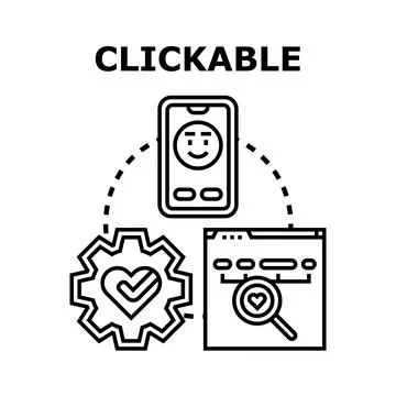 Clickable elements connecting to user interface and web search Stock Illustration