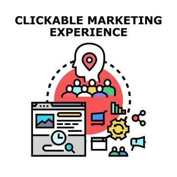 Clickable marketing experience concept flat illustration Stock Illustration