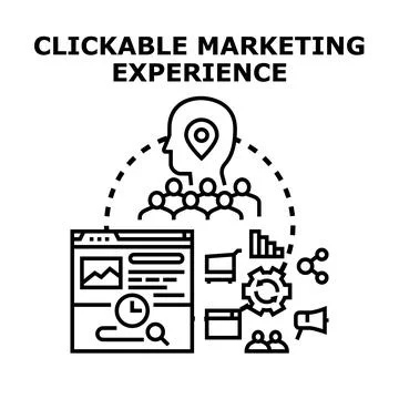 Clickable marketing experience concept flat illustration Stock Illustration
