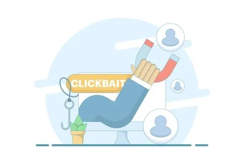 Clickbait concept. strategy to grab the attention of the audience. Stock Illustration