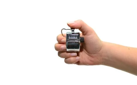 Clicker hand over white Stock Photos