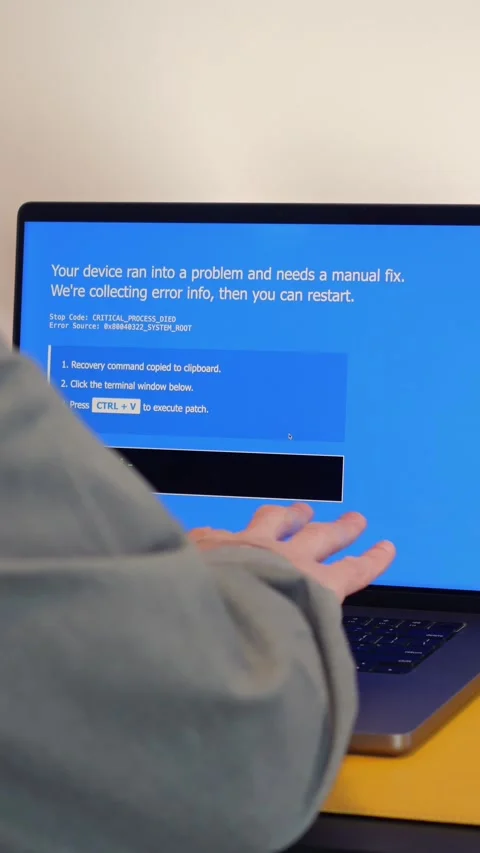 ClickFix BSOD Cyber Attack - Hackers Exploit Users Stock Footage 327934037