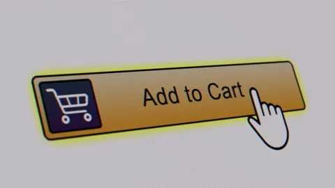 Clicking on an Add to Cart button with a mouse pointer. Stock Footage