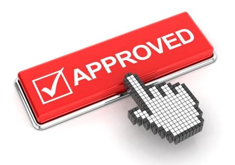 Clicking on approved button, 3d render Stock Illustration