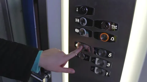 Clicking on the button in an elevator and lift movement Stock Footage 47636303