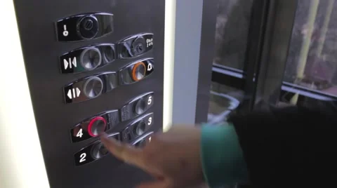Clicking on the button in an elevator and lift movement Stock Footage 47641314