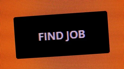 Clicking the button Find Job on computer screen Video stock 129601187
