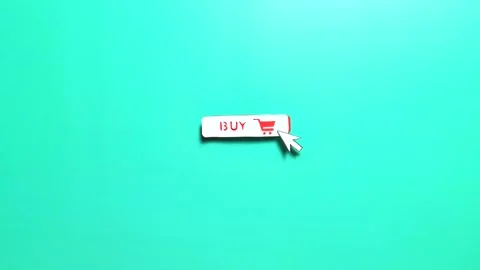 Clicking Buy Button and Coffee Beans Explosion Stop Motion Video stock 336857149