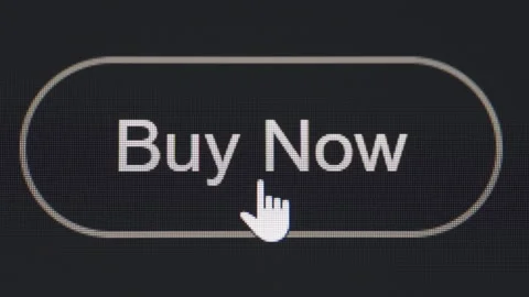 Clicking buy now button on the black computer screen Stock Footage 264157410