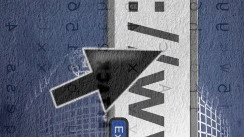 Clicking cursor over http: or www text animation with globe and binary code Stock Footage 313395521