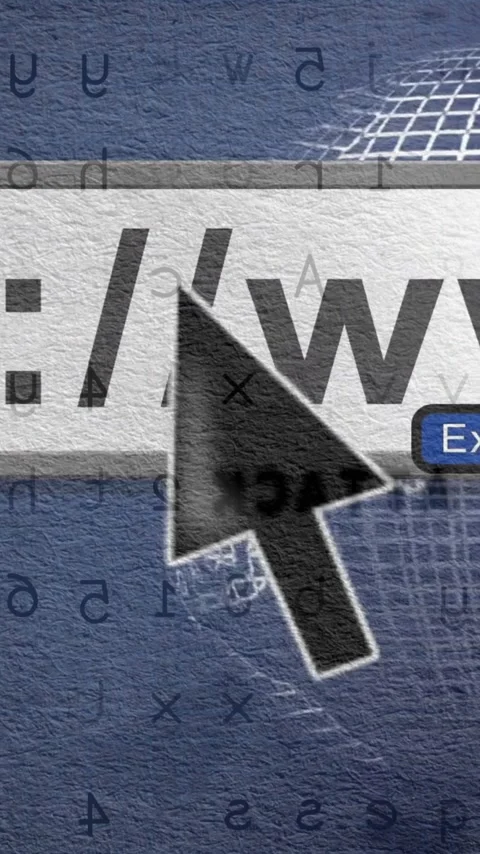 Clicking cursor over http: or www text animation with globe and binary code Stock Footage 320034295