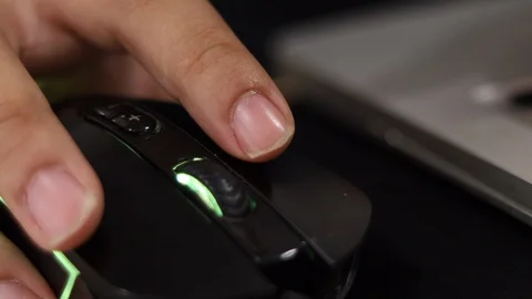 Clicking digital mouse. Hacker Breaks into System business technology. 4K Stock Footage 122565351