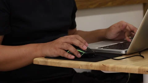 Clicking digital mouse. Hacker Breaks into System business technology. Stock Footage 148914188