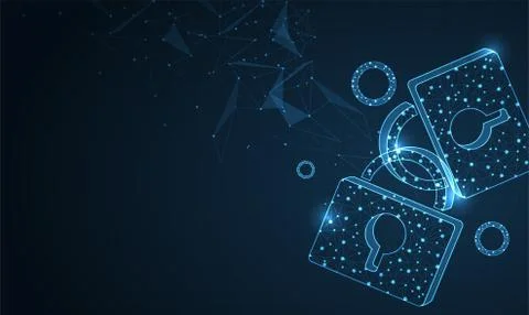 Clicking on the display with network and padlock. Cyber security data protect Stock Illustration