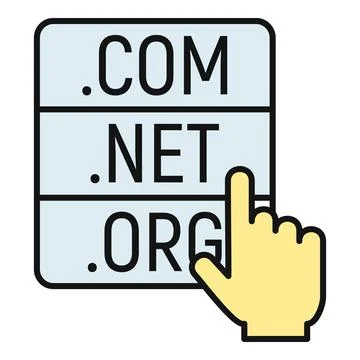 Clicking on domain name extensions for website selection Ilustración de archivo