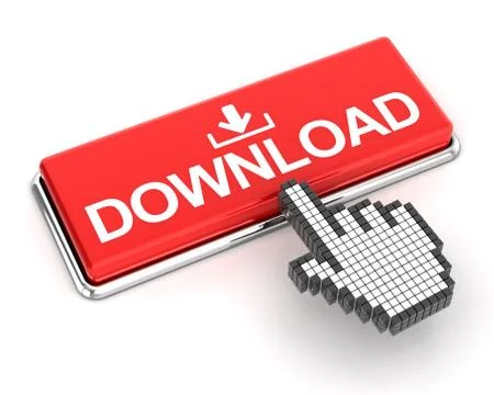 Clicking a download button, 3d render Stock Illustration