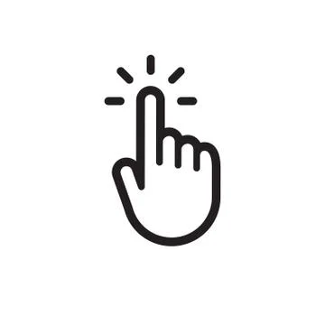 Clicking finger icon, hand pointer vector Stock Illustration