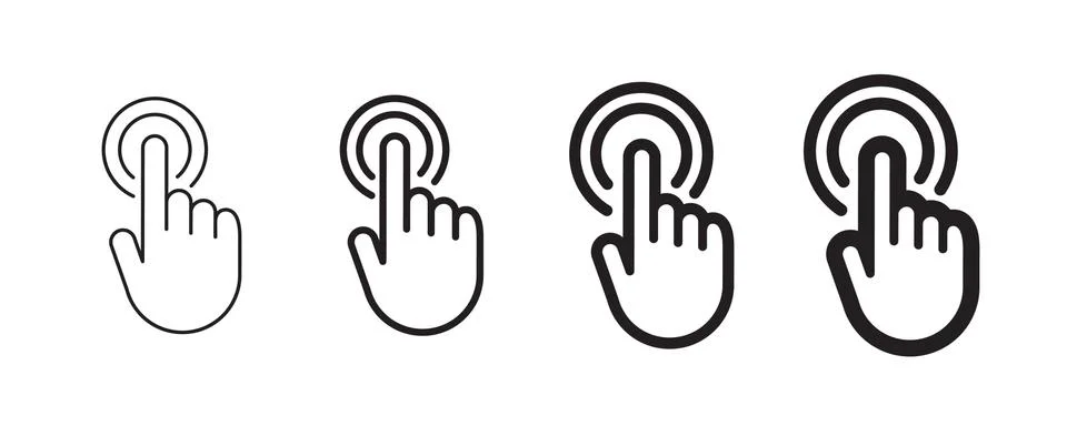 Clicking finger icon, hand pointer vector Stock Illustration