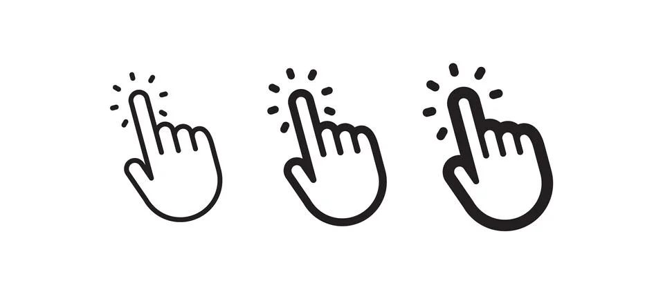 Clicking finger icon, hand pointer vector Stock Illustration