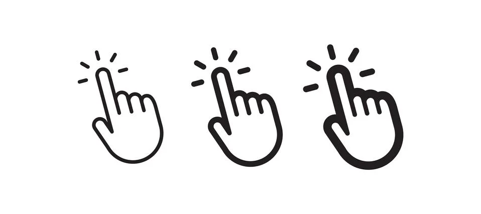 Clicking finger icon, hand pointer vector Stock Illustration
