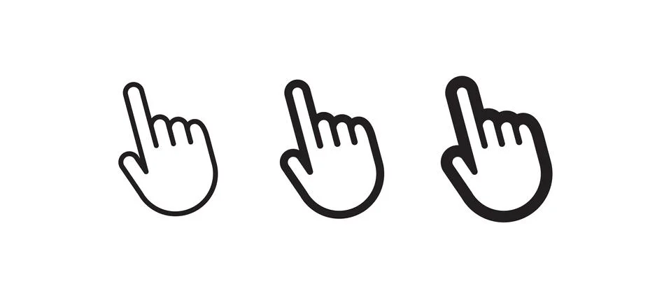 Clicking finger icon, hand pointer vector Stock Illustration