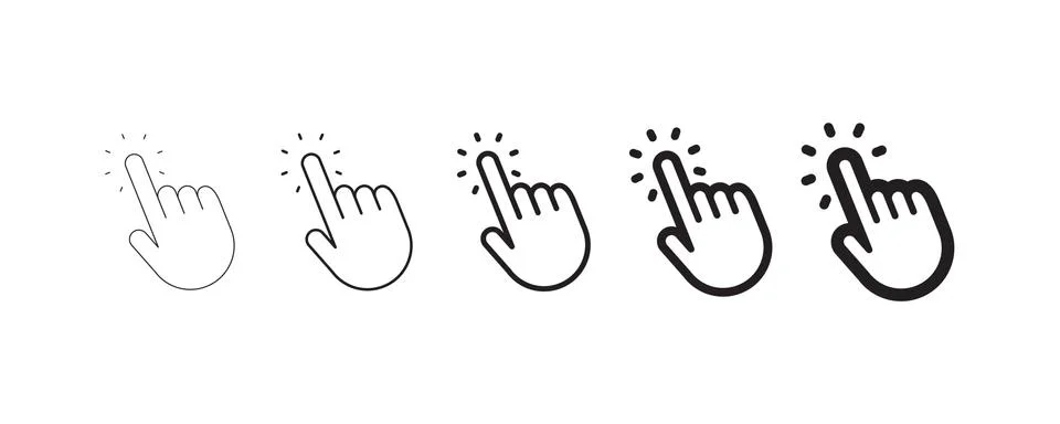 Clicking finger icon, hand pointer vector イラスト素材