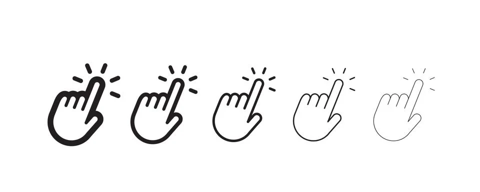 Clicking finger icon, hand pointer vector Illustrazione stock