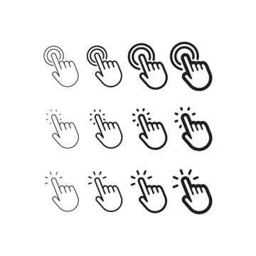 Clicking finger icon, hand pointer vector Stock Illustration