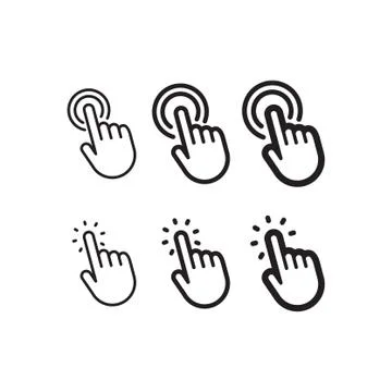 Clicking finger icon, hand pointer vector Stock Illustration