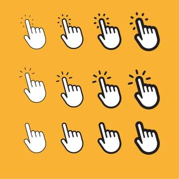 Clicking finger icon, hand pointer vector Stock Illustration